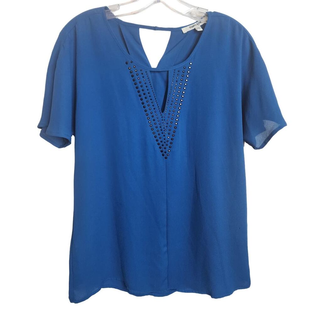 Daniel Rainn V-Neck Black Stud Blouse, Small